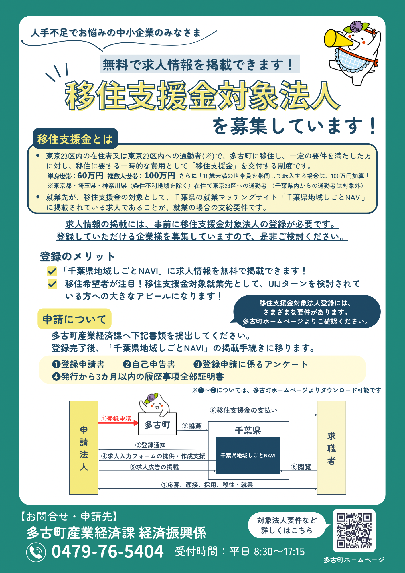 多古町移住支援金対象法人募集チラシ